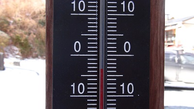 今朝の温度　－３℃