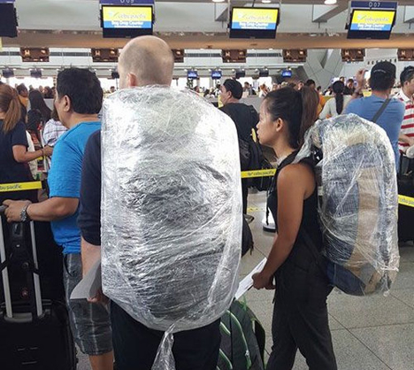 フィリピンにかれる方は防犯対策で、旅行カバンをラップで巻くように！