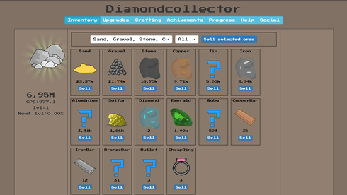鉱山開発のクリッカー系ゲーム　Diamond Collector