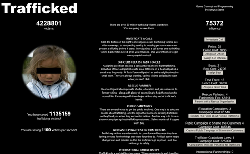 誘拐犯を撲滅するクリッカー系ゲーム　Traffickd